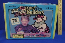 Paul Bunyan Bloc Builders NonToxic Wood Blocks 10 Shapes w/ Postcard & Button 