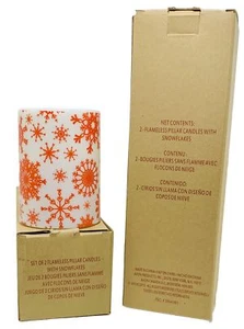 HOLIDAY Flameless Pillar Candle w/ Red Snowflakes SET of 4 NEW in Box Christmas - Picture 1 of 4