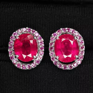 Charming Magenta Pink Ruby 5.15Ct 925 Sterling Silver White Gold Plated Earrings - Picture 1 of 6