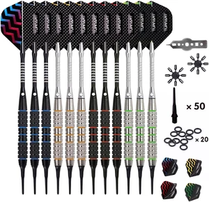 Darts Plastic Tip - Professional Soft Tip Darts Set for Electronic Dartboard 12 - Picture 1 of 12
