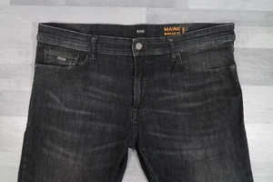Pantalones de mezclilla negros rectos elásticos Hugo Boss MAINE para hombre W38 L31 - Imagen 1 de 12