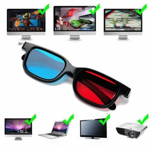 Red Blue 3D Glasses Black Frame For Dimensional Anaglyph Movie TV DVD - Picture 1 of 2