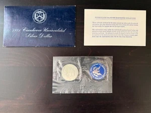 1971-S Eisenhower Silver Dollar 40% Uncirculated OGP Blue Envelope US Mint - Picture 1 of 4
