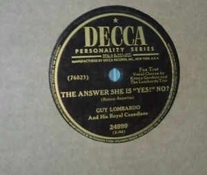 Guy Lombardo 78 Play Hurdy Gurdy Play / The Answer She Is Yes No 1950 24999 - Foto 1 di 2