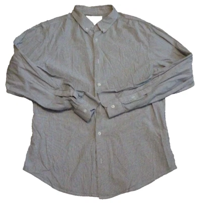 Helix Shirt Mens Large Brown White Pin Striped Long Sleeve Button Up 100% Cotton - Image 1 of 4