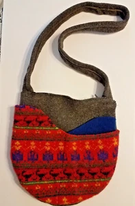HANDTASCHE HANDTASCHE Schultertasche 10x10" mit 30" Riemen bunt einzigartig Filz Wolle Reißverschluss - Bild 1 von 7