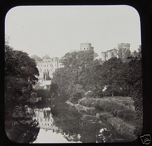 Glass Magic Lantern Slide WARWICK CASTLE NO.5 C1890 ENGLAND L74 - Picture 1 of 2
