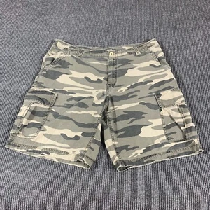 DKNY Jeans Shorts Mens 38 Green Camo Cargo Pockets Heavyweight Cotton Y2K Combat - Picture 1 of 16