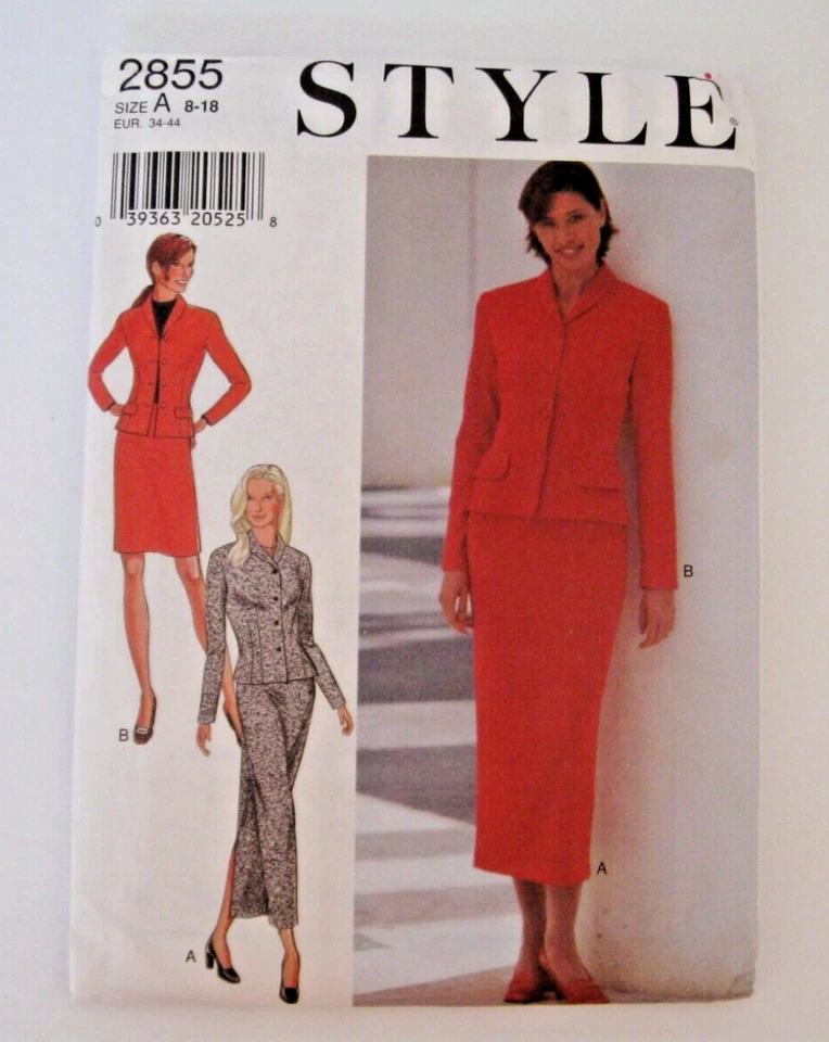 Style Pattern 2855 Womens Jacket & Skirt In 2 Lengths Sz 8 To 18 Factory-Folded - Image 1 of 4