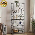 5-Tier Ladder Bookcase Storage Shelves Modern Bedroom Living Room Office Black
