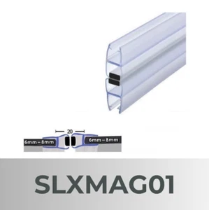 Vertical Shower Door Seals Magnetic 4-6mm Glass - 2M Length (pairs) - Picture 1 of 2