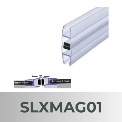 SHOWER OUTLET LTD Shower Outlet Clear Vertical Magnetic Shower Door Seal Strips Fits 6-8mm Glass