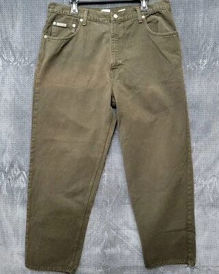 Calvin Klein Men's Distressed Olive Green 38x30 Easy Fit Zip Fly Jeans - Image 1 of 4