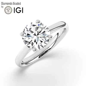 Round Solitaire Labgrown Diamond Engagement Ring 18k White Gold 3.25 Ct D VVS2 - Picture 1 of 23
