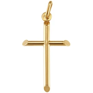 Plain solid 9ct gold cross pendant charm & presentation gift box - Picture 1 of 5