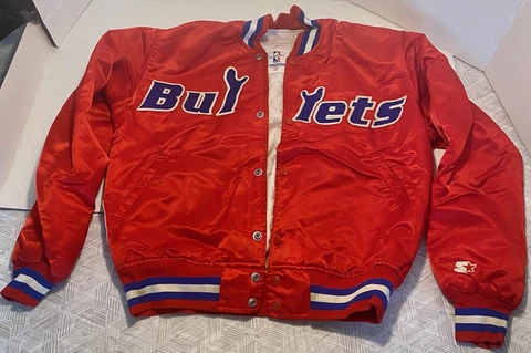 Vintage Washington Bullets NBA Satin Starter Bomber Jacket 80s 90s Red Medium M Cover