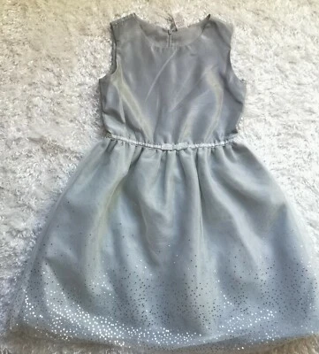 *NOVO COM ETIQUETAS* Vestido de tule Gymboree feminino cinza formal cintilante forrado de desempenho tamanho 8 - Imagem 1 de 4
