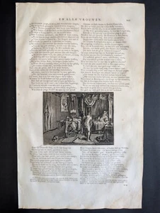 Candaules Showing His Wife to Gyges, Jacob Cats, van de Venne, Stampa 1712 - Picture 1 of 5