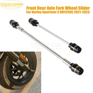 Front Rear Axle Protector Wheel Crash Fork Sliders Set for Sportster S RH1250S - Picture 1 of 11