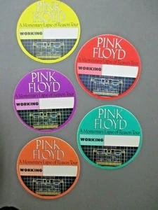 Pink Floyd backstage pass satin stickers 5 AUTHENTIC Momentary Lapse crcles RARE - Picture 1 of 1