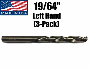 (3 PACK) 19/64" LEFT Hand Super Premium High Speed Drill Bit Norseman USA Made - Picture 1 of 4