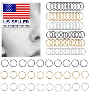 60PCS Nose Ring Open Hoop Lip Body Piercing Jewelry Alloy 12mm 10mm - Picture 1 of 6