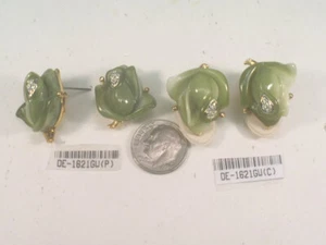 #/..../EARRING DESIGNER VINTAGE GREEN & WHITE CLIP / PIERCED CRYSTALS 1621GW-6 - Picture 1 of 4