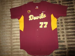 ASU Arizona State Sun Devils #77 Baseball Nike Game Worn Used Wilson Jersey L - Picture 1 of 3