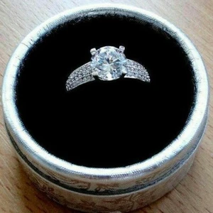 14K Weißgold Verlobungsring 2,50 Karat Rund Schnitt Glitzernd Weiß Moissanit Größe 8 - Bild 1 von 5
