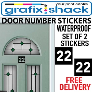 2 DOOR NUMBER STICKERS SQUARE SHAPE SET OF 2 FOR HOUSE DOORS BIN GARAGE NUMBERS - Picture 1 of 3