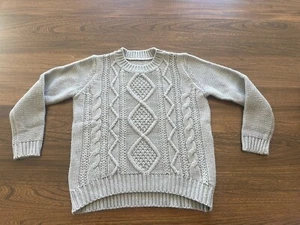 Chunky Cable Knit Sweater Girls Size 150 Grey - Picture 1 of 3