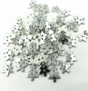 200pcs Silver Christmas tree shape Resin Buttons Sewing scrapbooking Crafts 17mm - Picture 1 of 3