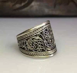Adjustable Tibetan Silver Filigree Lucky Flower Ring - Picture 1 of 5