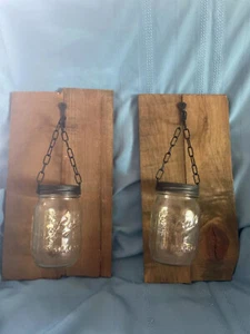 Rustic Mason Jar Sconces Wall Decor Handmade - Picture 1 of 2