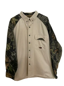 Mossy Oak Men’s Size XL Shirt Camo Tan Button Down Hunting Outdoor Camouflage - Picture 1 of 7