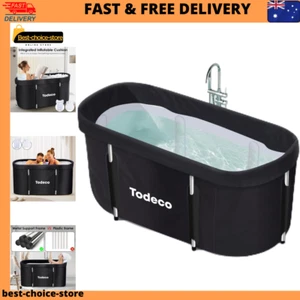 Todeco Portable Foldable Bathtub Soaking Hot Bath Tub for Adults, Black - Picture 1 of 10