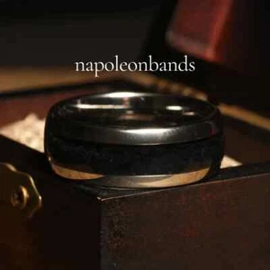 8 mm poliert Kuppel schwarz Onyx Silber Wolfram Ring Herren Ehering bequeme Passform - Bild 1 von 10
