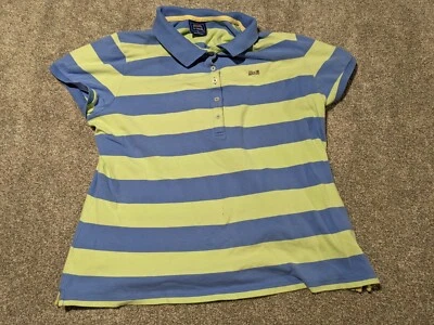 Le Tigre Polo Shirt Womens XL Golf Tennis Striped Blue Green - Image 1 of 4