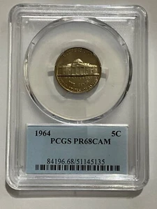 1964 Jefferson Nickel 5C PCGS PR68CAM - Picture 1 of 2
