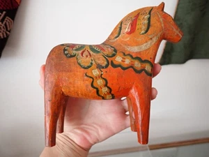 Dala Horse Antique Swedish Folk Art Hand painted carved Folk Art Patina Superb - Picture 1 of 20