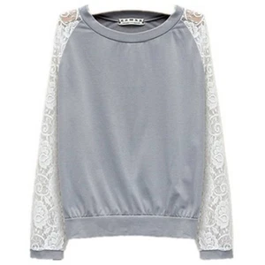 Frauen  Spitze Häkeln Langarm Sweatshirt Bluse Oberteile S4Z86312 - Bild 1 von 12