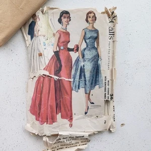 1950s Vintage 34" Bust McCalls 3466 Evening Gown Back Sash Sewing Pattern - Picture 1 of 7
