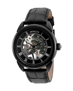 Reloj de cuero Invicta 32632 mecánico especial de 3 manecillas esfera negra para hombre - Imagen 1 de 7