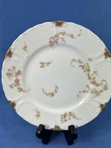 Antique Haviland Limoges/Co Plate H&C L 19th C Pink Floral Gold Pattern France - Picture 1 of 11