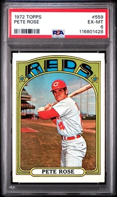 Pete Rose Topps 1972 #559 PSA 6 EX-MT HOF MLB Hits Leader - nítido centrado Foto 1 de 2