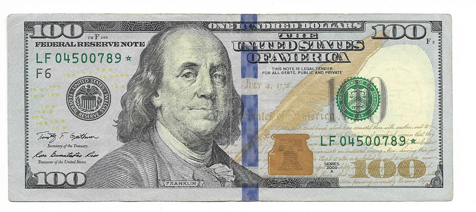 Series 2009A | US One Hundred Dollar Star Bill Collectors Note $100 LF 04500789* - Image 1 of 3