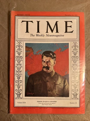 Time Magazine December 20, 1937 Joseph Stalin & Country - Image 1 of 4