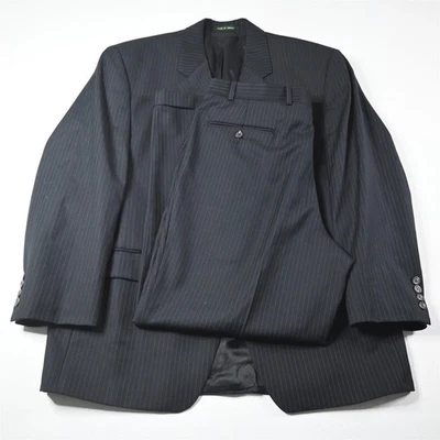 Lauren Ralph Lauren 42S 36x30 Negro Rayas 100% Lana Hombres Chaqueta Pantalones Traje Foto 1 de 4