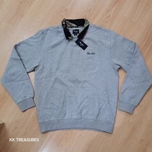 Primitive Skateboarding Jumper Mens XL Army Camo Collared Grey Sweatshirt New - Picture 1 of 13