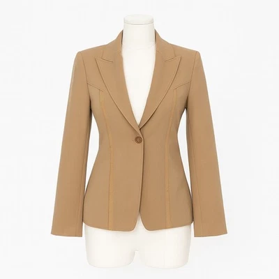 Vertigo Paris Blazer Women S Beige Fitted Contrast Trim Parisian Chic Minimalist - Image 1 of 4
